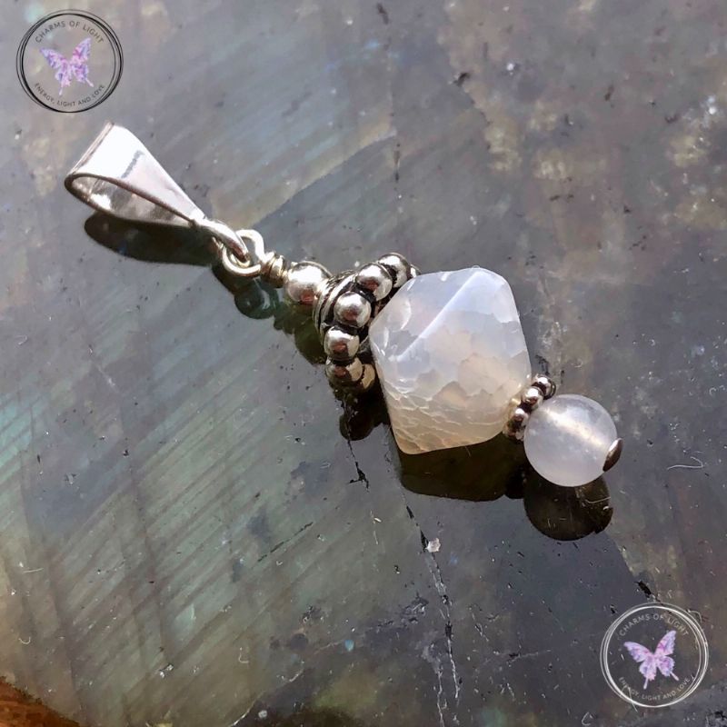 White Agate Charm Pendant